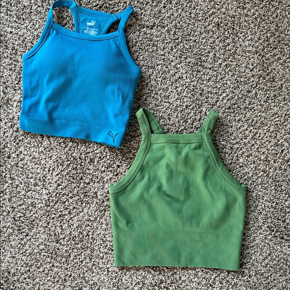 Puma Vibrant Blue and Green Tank Tops